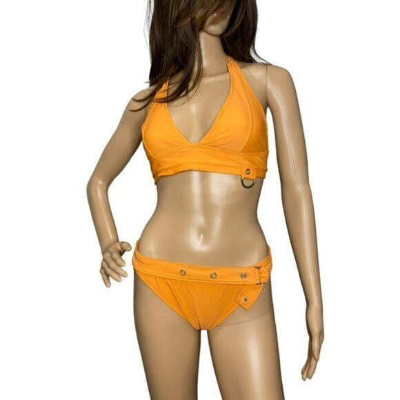 Y2K Belted No Boundaries Orange‎ Bikini - Picture 1 of 4
